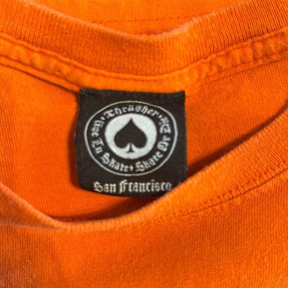 Thrasher Magazine 40 YEARS NECKFACE LOGO Skateboard T Shirt ORANGE Bones - Picture 3 of 4